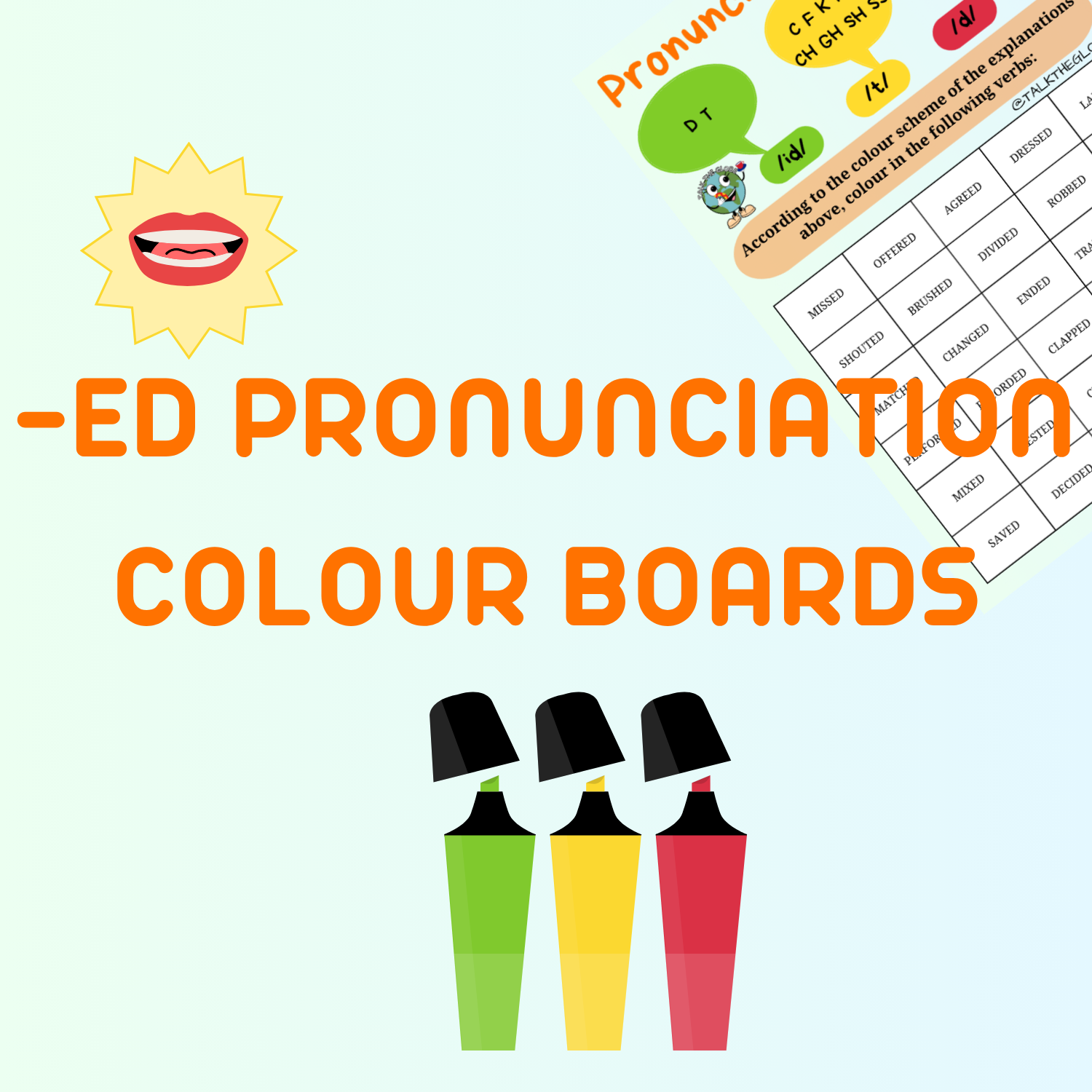 -ED PRONUNCIATION COLOUR BOARDS